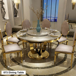 Ensemble italien de 5 tables rondes en acier inoxydable avec dessus en marbre pour maisons modernes - Product Image 3