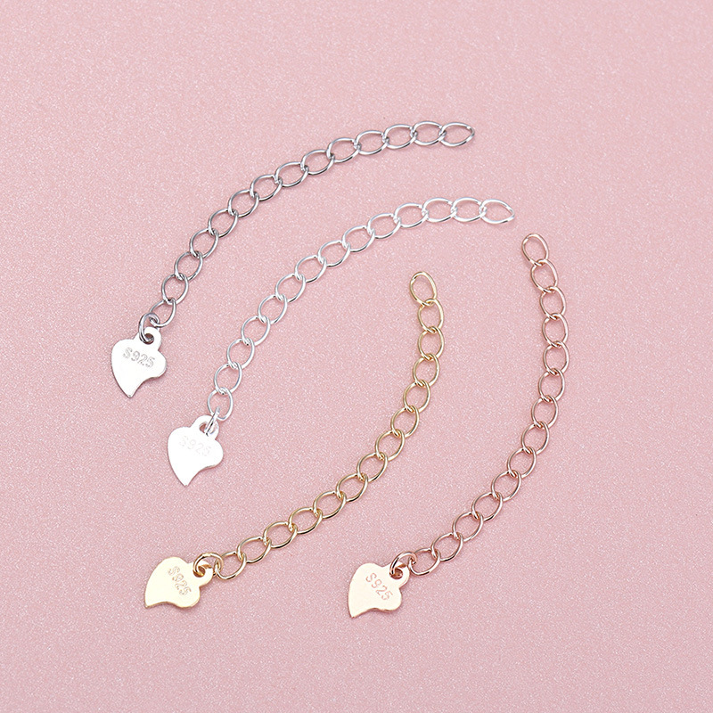 Cadena extensora de plata 925 de 3 cm, chapado en rodio