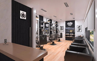 Meubles de Barbier Modernes pour l'Exposition |   Décoration intérieure personnalisée pour salon de coiffure masculin et barbier