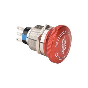 Interrupteur d'arrêt d'urgence électronique de haute qualité 22 mm, bouton poussoir rouge en forme de champignon, en acier inoxydable, avec LED, IP65, CE, 250V 3A, 1NO - Product Image 2