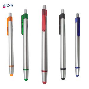 Stylo à bille en plastique cadeau d'usine avec stylet multifonction peint en argent stylo à bille avec logo personnalisé cliquez sur écran tactile - Product Image 1