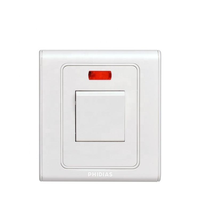 Interrupteur électrique double PHIDIAS de haute qualité en ABS blanc + cuivre, 12 broches, prise murale 16A 250V pour usage domestique et de bureau au Népal et au Pakistan