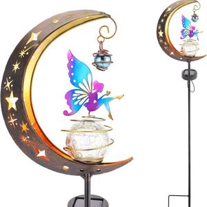 Vente flash : Guirlandes lumineuses solaires LED RGB en forme de lune, en <span class=keywords><strong>fer</strong></span> <span class=keywords><strong>forgé</strong></span>, pour jardin, ange avec lampe du Ramadan, éclairage décoratif extérieur RGB, IP67 - Product Image 1