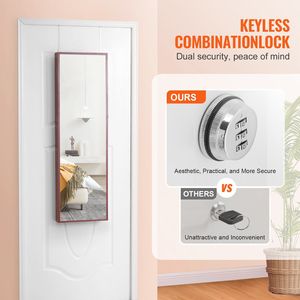 DB Wholesale 47.05in Brown Lockable Wall or Door Mounted <b>Armoire</b> Mirror Jewelry Cabinet Organizer - Product Image 3