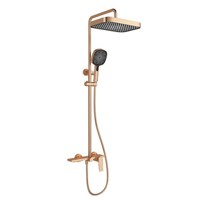 Three Function Shower Head Set Wall Mounted Rotatable Pressurized Cooling Heating Bathroom Faucet Round Rose Gold - Product Image 3