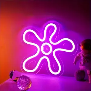 Tanda lampu LED Neon berbentuk bunga antik ungu biru kuning dekorasi dinding rumah kamar tidur hadiah pesta pernikahan neo-light - Product Image 1