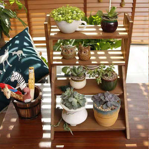 Échelle à 4 niveaux étagère de jardin pour grand Pot de fleur présentoir de fleurs en bambou support de fleurs intérieur extérieur - Product Image 4