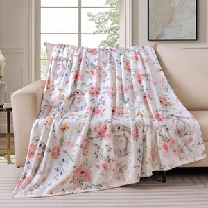 Floral Flannel Blanket Throw Blanket Nap Blanket Breathable Skin Friendly for Bedroom Living Room Custom Print Bulk Wholesale - Product Image 6