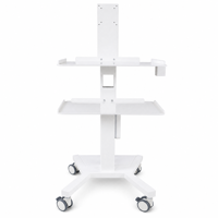 Chariot de scanner intra-oral mobile, poste de travail médical avec support VESA, étagères à deux niveaux et roulettes verrouillables