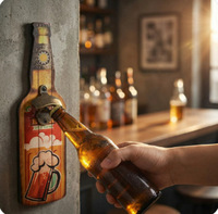 Nicro Prix de Gros Décoration Murale Créative en Bois Imprimée UV pour Restaurant, Outil de Cuisine, Décapsuleur de Bouteilles de Bière