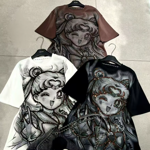 Camiseta Esencial de <span class=keywords><strong>Manga</strong></span> <span class=keywords><strong>Corta</strong></span> con <span class=keywords><strong>Cuello</strong></span> en V para <span class=keywords><strong>Mujer</strong></span>, Estilo Hip Hop, 100% Algodón, Suave y Transpirable, para Uso Casual al Aire Libre en Verano, 0881 - Product Image 1