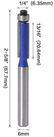 Brocas de Fresado de Carburo de 6 mm con Vástago para Trabajar la Madera, Brocas de Fresado con Rodamiento Superior para Grabar y Tallar Madera