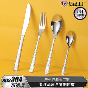 Juego de Cubiertos de Acero Inoxidable 304 con Diseño de Piedra, Acabado Pulido Espejo, para Restaurantes y Hoteles, Cuchillos para Carne y Tenedores, Modelo Red Gate Tower - Product Image 4