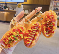 Porte-clés créatif en forme de pain à hot-dog américain simulé, jouet alimentaire en PU, pendentif amusant pour sac, mini-cadeau pour voiture