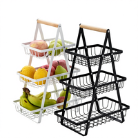 Panier de rangement pour fruits et légumes en acier inoxydable à trois niveaux, étagère de comptoir de cuisine, moderne, durable, multifonctionnel, organisation