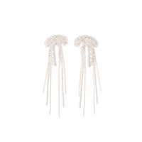 Zooying Boucles d'oreilles pour femmes, très vendues, en zircon, avec nœud en dentelle, motif spirale, à clip pour l'oreille, pour l'oreille percée, haut de gamme, à longues pampilles, élégantes et raffinées