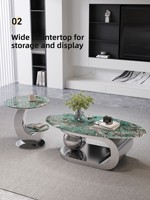 Table basse ovale en métal minimaliste moderne pour salons, nécessite l'assemblage, élégante et compacte