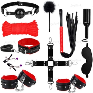 JoyPark Hot 11 pz/set gioco in pelle Paddle collo a frusta pinze per capezzolo BDSM vestiti di sesso in pelle Bondage giocattoli - Product Image 3