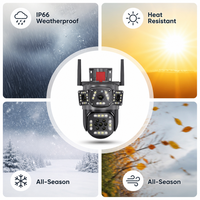 Caméra CCTV PTZ 4K extérieure multi-lentilles sans fil à double antenne panoramique IP66 étanche avec vision nocturne et détection de mouvement