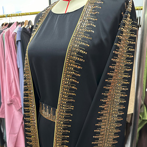 Vêtements islamiques du Moyen-Orient, <span class=keywords><strong>robe</strong></span> Abaya noire <span class=keywords><strong>de</strong></span> luxe sur mesure, ensemble <span class=keywords><strong>de</strong></span> robes Abaya <span class=keywords><strong>de</strong></span> Dubaï, orné <span class=keywords><strong>de</strong></span> pierres et <span class=keywords><strong>de</strong></span> perles - Product Image 4