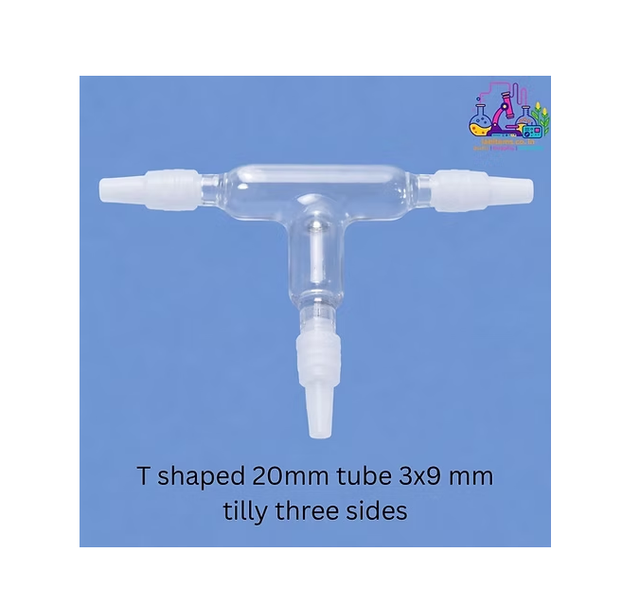 Precision T Shaped Borosilicate Glass Tube Connector 20mm Length 3x9mm Three Way Joint Fluid Transfer Laboratory Setup OEM