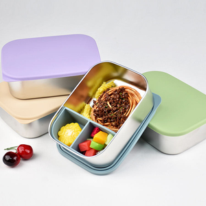 2026 New Flat Lid <b>School</b> Food Container Kids Reusable Leakproof 3 Compartments Stainless Steel Bento <b>Lunch</b> <b>Box</b> BPA Free Large - Product Image 4