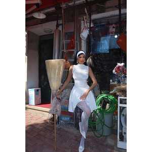 Robe Courte Blanche de Haute Qualité pour Femme, Coupe Évasée Élégante, Idéale pour le Bureau et les Journées Décontractées, Tailles XS-XL, en Spandex, pour Printemps-Automne - Product Image 2