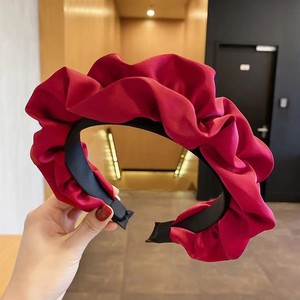 Grand <span class=keywords><strong>bandeau</strong></span> plissé accessoires pour cheveux à large bord pour femmes laver le visage accessoires pour cheveux rétro senior <span class=keywords><strong>bandeau</strong></span> à fleurs - Product Image 2
