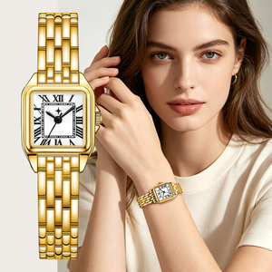Orologio da <span class=keywords><strong>Donna</strong></span> SK Elegante con Numeri Romani, Lunetta Scanalata, Cinturino in Lega Solida, Orologio da Polso al Quarzo ad Alta Precisione per Personalizzazione del Marchio - Product Image 3