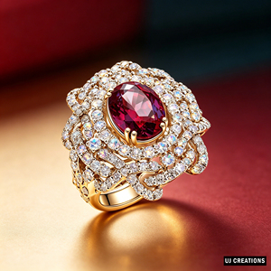แหวนค็อกเทลทองคำแท้สำหรับผู้หญิง S925/10K/14K/18K ประดับทับทิมทรงกลมเจียระไนแบบเหลี่ยมเพชรพลอย ดีไซน์ดอกไม้สุดหรู - Product Image 6