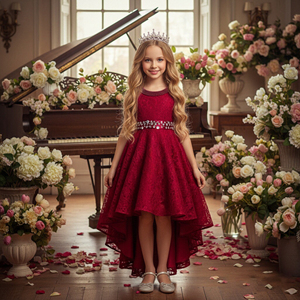 <span class=keywords><strong>Vestidos</strong></span> Elegantes de Encaje <span class=keywords><strong>para</strong></span> <span class=keywords><strong>Niñas</strong></span> de 12 Años, Vestido de Fiesta de Cumpleaños con Cinturón, Vestido de Dama de Honor <span class=keywords><strong>para</strong></span> Bodas - Product Image 6
