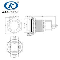 Micro-interrupteur à bouton-poussoir Chinakel 12 mm 3 positions, marine, 1NO/1NO1NC, avec LED
