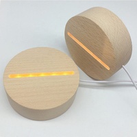 Gros bois led veilleuse base en bois 3d led lampe base pour 3D Illusion Night Light