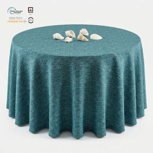 Nappe Jacquard Damassé Bleu Royal 6 pieds en Polyester Imperméable et Écologique Personnalisable pour Couvertures de Stands de Salons Professionnels - Product Image 1