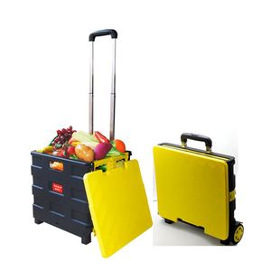 Hot Sale Supermarket <b>Plastic</b> Portable Foldable Luggage Cart Folding Shopping <b>Trolley</b> Shop Bags - Product Image 2