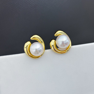 Accessoires en argent S925 pour la création de bijoux, boucles d'oreilles simples avec perles rondes de 6 à 8 mm, plateau vide 22301, accessoire de bijouterie tendance - Product Image 1