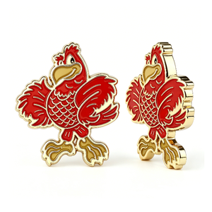 Red Cardinal Mascot Metal <b>Pin</b> Gold Plated Hard Enamel Collectible Art <b>Badge</b> Cartoon Shape - Product Image 2