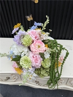 Arche de fleurs artificielles suspendues LY rose poudré, avec boules colorées, pour allée, chemin de table et centre de table