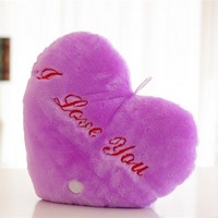 Kustom grosir diskon besar-besaran hadiah Hari Valentine aku mencintaimu bentuk hati bantal bercahaya kreatif bersinar mainan LED cahaya mewah mainan