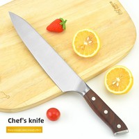 Couteau de chef en acier inoxydable, lame de 5 pouces, manche en bois de rose ambidextre, couteau de cuisine professionnel pour trancher la viande