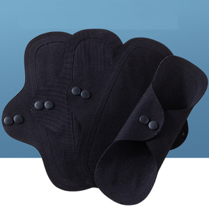 Noir pressé à chaud sans trace coton biologique serviette hygiénique lavable <span class=keywords><strong>serviettes</strong></span> hygiéniques respirant écologique protection de l'environnement - Product Image 6