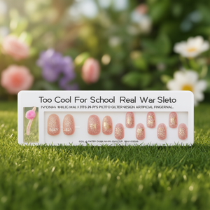Too Cool For School - Puntas de Uñas Stiletto Realistas, 24 Piezas, Diseño con Brillantina Rosa Dorada, Uñas Artificiales - Product Image 3