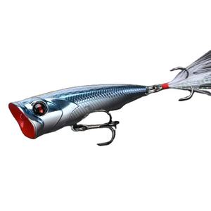 LUTAC Leurre rigide Popper pour eau douce salée 3d Eyes Topwater Fishing Lures with HOOK Feather Treble Hook Trolling 72mm/10g - Product Image 3