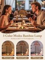 Lampe de table en rotin LED à commande tactile, lumière de chevet à intensité variable pour chambre à coucher, salon, décoration extérieure