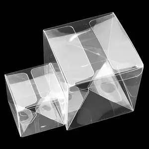 الجملة شفافة صندوق بلاستيكي es واضح طوي الحيوانات الأليفة PVC صندوق بلاستيكي مربع الزفاف الإحسان مربع مع التصميم الخاص بك