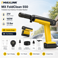 Hidrolavadora Portátil Inalámbrica Plegable MX FoldClean 550 21V 160W, 13 Bares, Kit de Pistola de Lavado de Autos con Batería