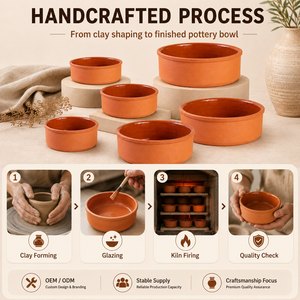 Tazón de Terracota para <span class=keywords><strong>Tapas</strong></span>, Hecho a Mano, Resistente al Calor, Apto para Horno y Microondas, Estilo Rústico para el Hogar - Product Image 6