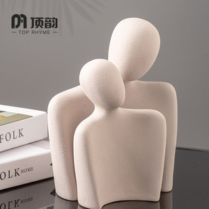 Top Rhyme Ceramic Abstract Figures White Black Handmade Artistic Sculptures For Home Office Wedding Gift - Product Image 2