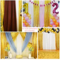 Rideau de fond scintillant QL à paillettes, style européen, en tissu maille nylon, draperie de fond brillante et étincelante pour décoration d'anniversaire, de mariage ou de spectacle