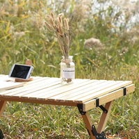 Table de pique-nique extérieure pliante en gros Table multifonctionnelle en bois pour rouleaux d'oeufs Table de camping de haute qualité